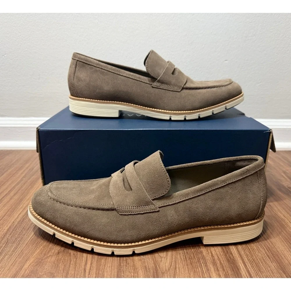 Cole Haan FlexGrand+ Penny Loafers Truffle Brown Suede Shoes (C41635) Sz 11